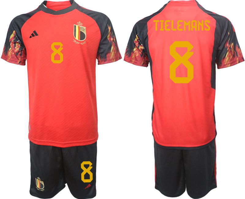 Men 2022 World Cup National Team Belgium home red #8 Soccer Jerseys->belgium->Soccer Club Jersey
